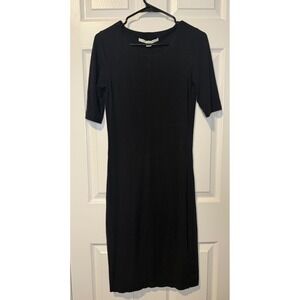 Diane von Furstenberg Meeson Black Sheath Dress Size 10 Classic Chic Office Wear